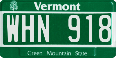 VT license plate WHN918
