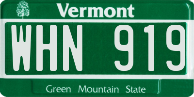 VT license plate WHN919