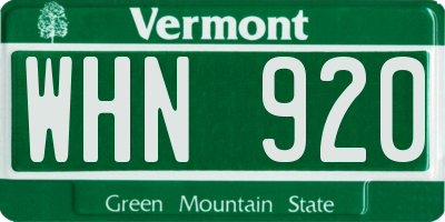 VT license plate WHN920