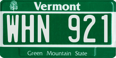 VT license plate WHN921