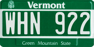 VT license plate WHN922
