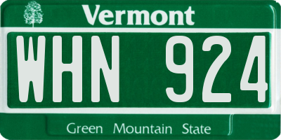 VT license plate WHN924