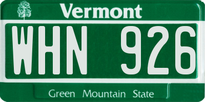 VT license plate WHN926