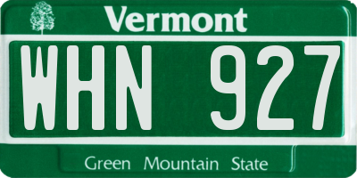 VT license plate WHN927