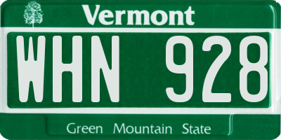 VT license plate WHN928