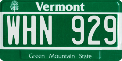VT license plate WHN929