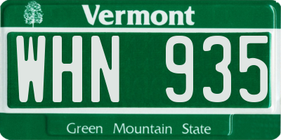 VT license plate WHN935