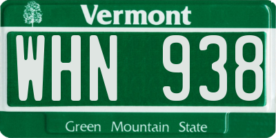 VT license plate WHN938