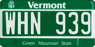 VT license plate WHN939