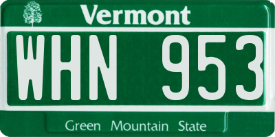 VT license plate WHN953