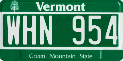 VT license plate WHN954