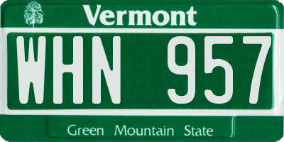 VT license plate WHN957
