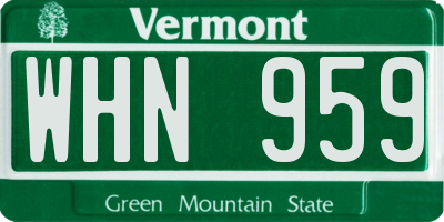VT license plate WHN959