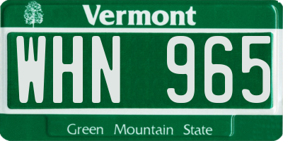 VT license plate WHN965