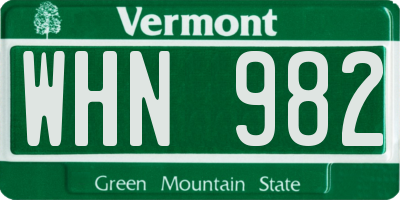 VT license plate WHN982