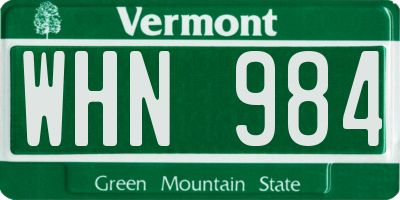 VT license plate WHN984