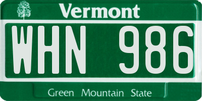 VT license plate WHN986