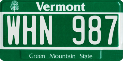 VT license plate WHN987