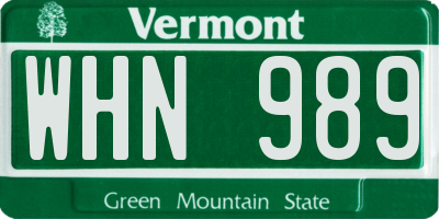 VT license plate WHN989