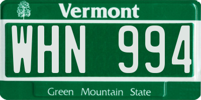 VT license plate WHN994