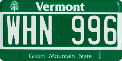VT license plate WHN996