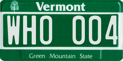 VT license plate WHO004