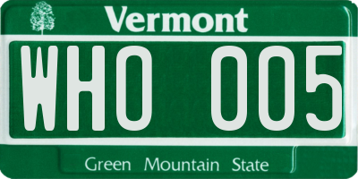 VT license plate WHO005