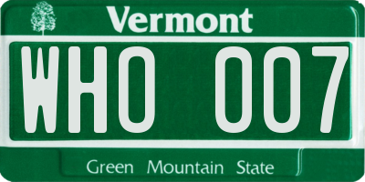 VT license plate WHO007
