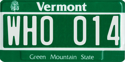 VT license plate WHO014