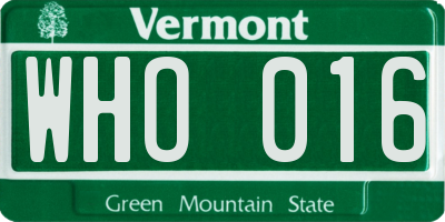VT license plate WHO016
