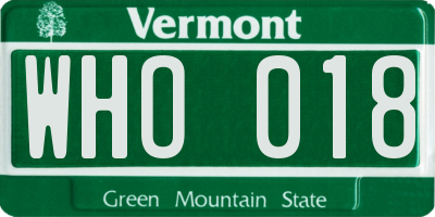 VT license plate WHO018