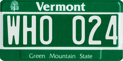VT license plate WHO024