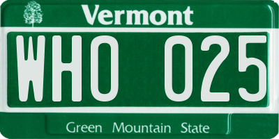 VT license plate WHO025