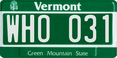 VT license plate WHO031