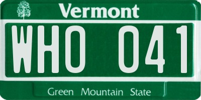 VT license plate WHO041