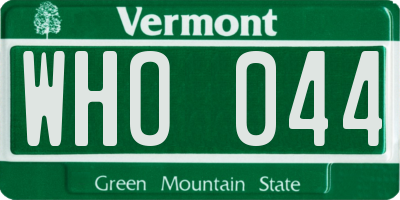 VT license plate WHO044