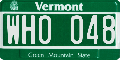 VT license plate WHO048