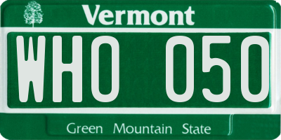 VT license plate WHO050