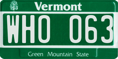 VT license plate WHO063