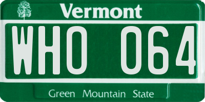VT license plate WHO064
