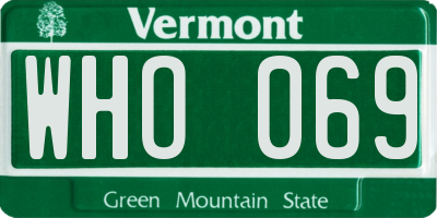 VT license plate WHO069