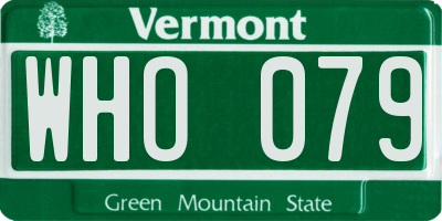 VT license plate WHO079