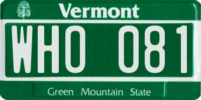 VT license plate WHO081