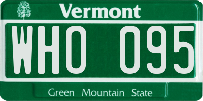 VT license plate WHO095