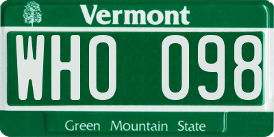 VT license plate WHO098