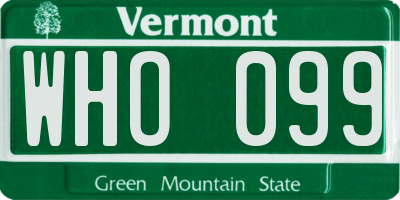 VT license plate WHO099