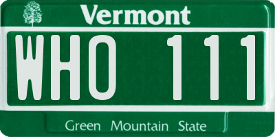 VT license plate WHO111