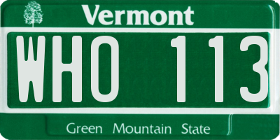 VT license plate WHO113
