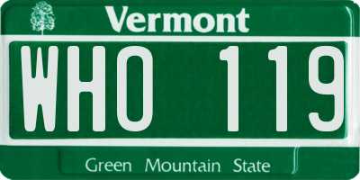 VT license plate WHO119