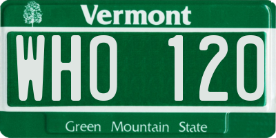 VT license plate WHO120